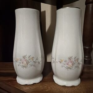 Johann Haviland Bavaria Germany Porcelain Salt Pepper Shakers Floral Vintage